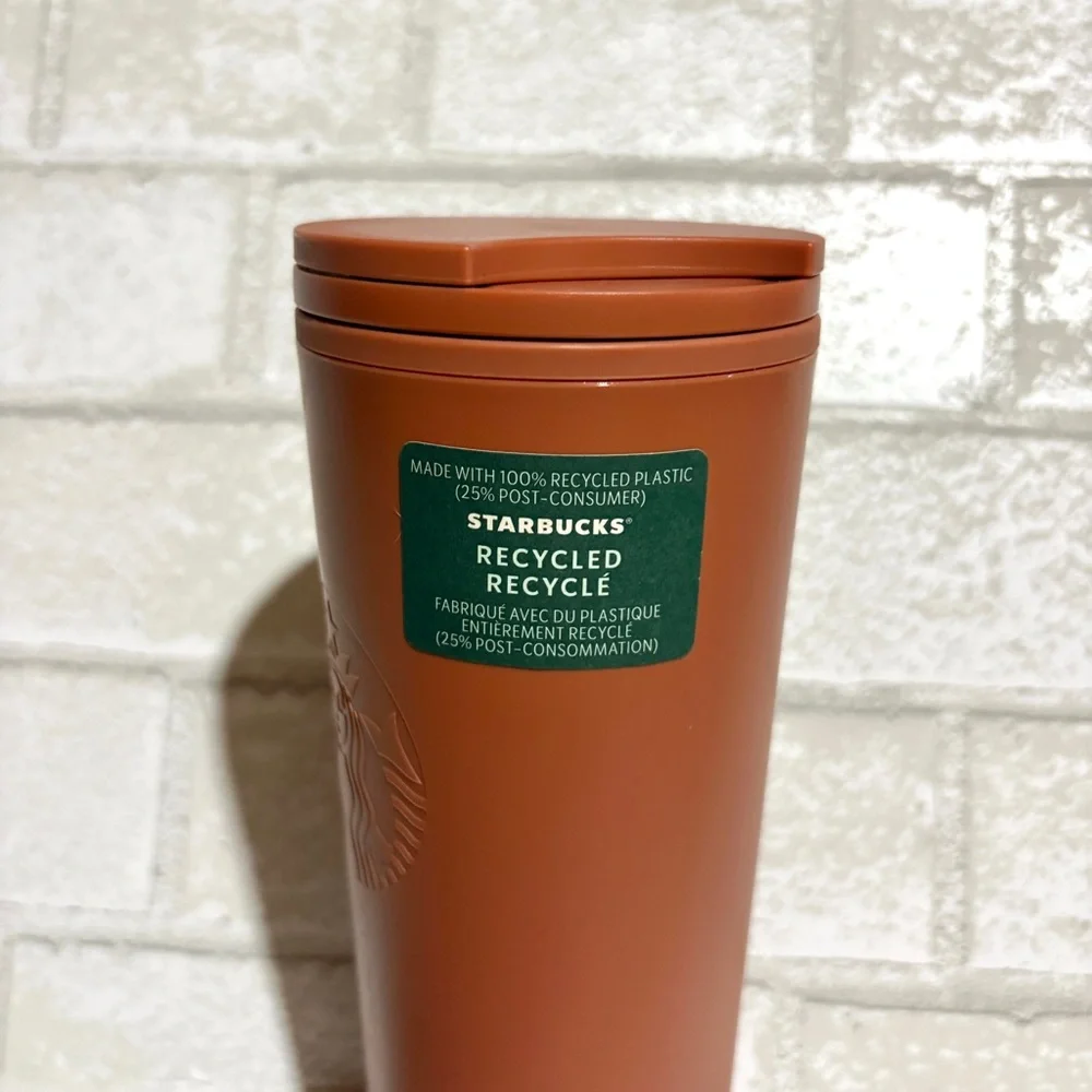 Starbucks 2024 Terracotta Recycled Plastic Triangle Tumbler NEW 16 OZ